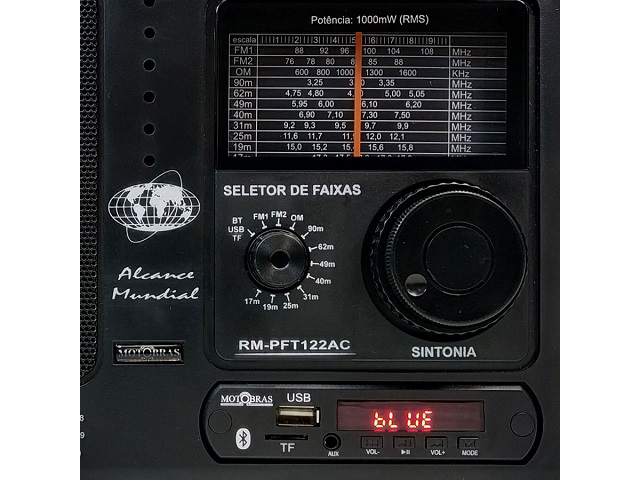 Rádio Motobras 12 Faixas (FM1+FM2+OM+8 OC) RM-PFT122AC