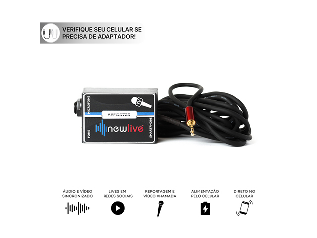 Interface de áudio para Smartphone - New Live REPÓRTER