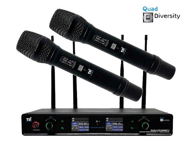 Microfone s/f Duplo em UHF TSI duo-4-UHF