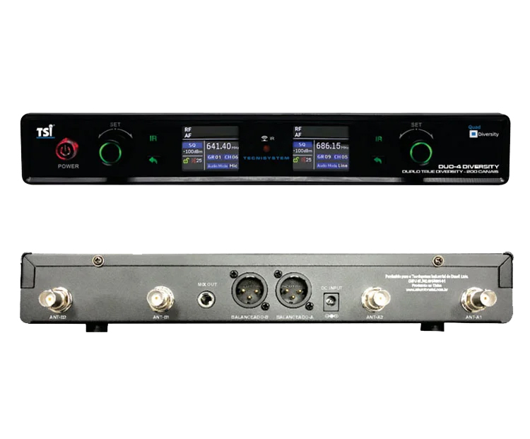 Microfone s/f Duplo em UHF TSI duo-4-UHF