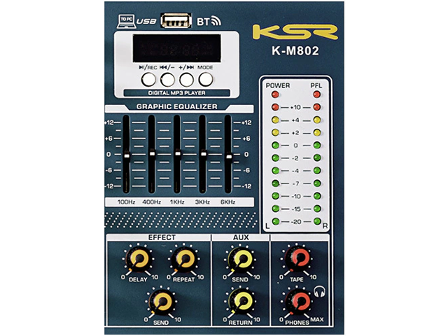 Misturador Audio KSR INTERF/MP3/BLUT.K-M802