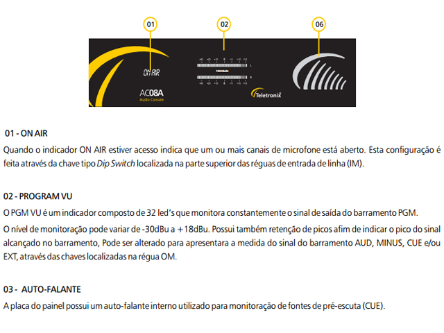 Console de áudio AC08A - Teletronix