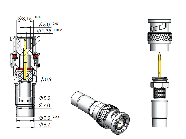 Conector BNC macho crimpagem - Klc - LM-1CR