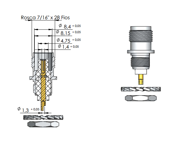 Conector TNC fêmea - Klc - TF-1