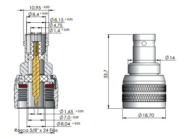 Adaptador macho N x fêmea BNC - Klc - KLC-2