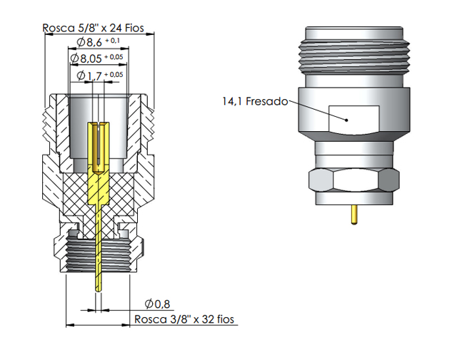 Adaptador N fêmea x macho F - Klc - KLC-45