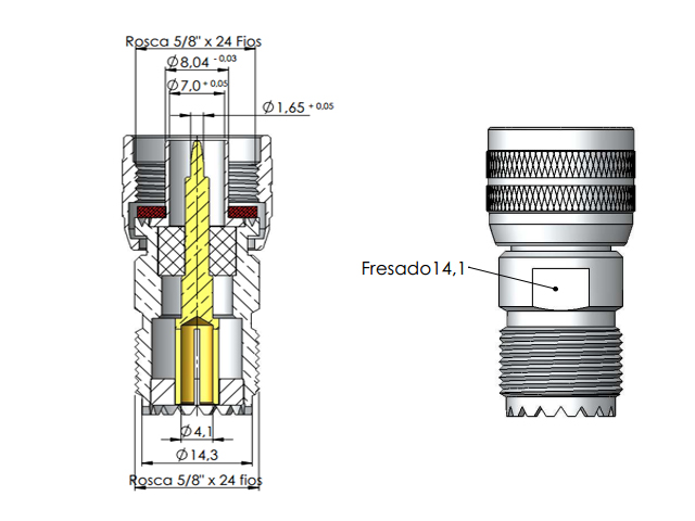 Adaptador N macho x fêmea UHF - Klc - KLC-5
