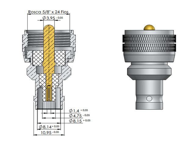 Adaptador BNC fêmea x macho UHF- Klc - KLC-4