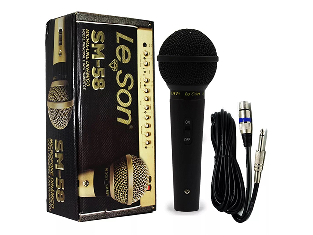 Microfone com fio Leson SM-58 P4 Preto