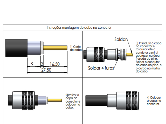 Conector UHF macho reto cabo solda - Klc - KM-1