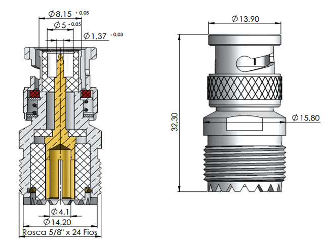Adaptador N macho x fêmea UHF - Klc - KLC-3