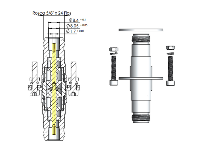 Adaptador N fêmea x fêmea c/ flange e centelhador CA-14