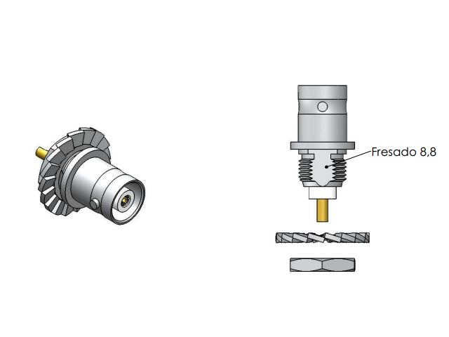 Conector BNC fêmea base redonda - Klc - LF-1